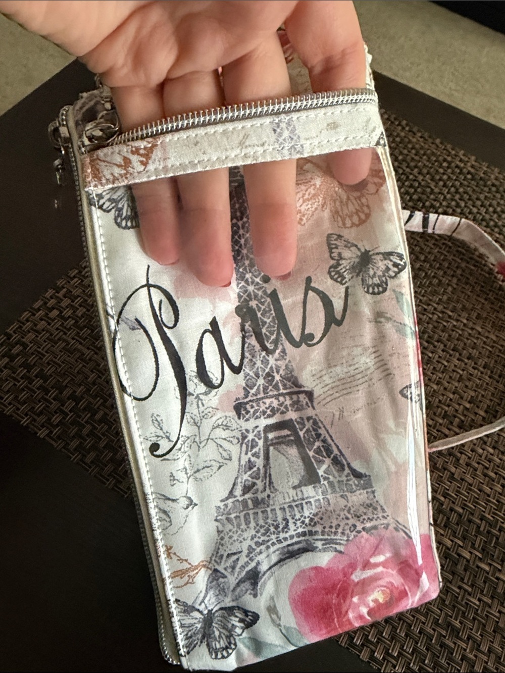 Paris Eiffel Tower Floral Crossbody with Clear Front and Mini Bag attached - Picture 4 of 9